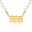 Load image into Gallery viewer, 666 angel number pearl gold necklace