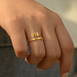 Load image into Gallery viewer, A model wearing a 444 angel number gold ring