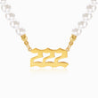 Load image into Gallery viewer, 222 angel number pearl gold necklace