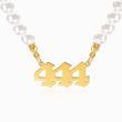 Load image into Gallery viewer, 444 angel number pearl gold necklace