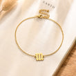 Load image into Gallery viewer, 111 Angel number gold anklet placed on top of a piece of paper