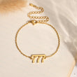 Load image into Gallery viewer, Angel Number 777 gold bracelet on a canvas background